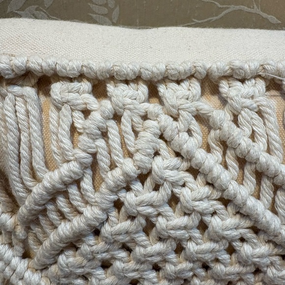 Macrame Boho Cream Decorative Pillow